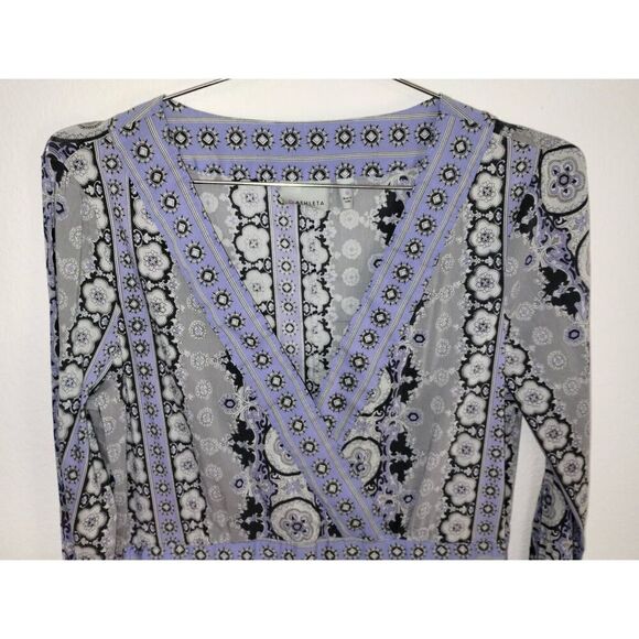 Athleta Womens Dress Sz Medium Mini Gray Lavender Tunic Wrap Stretch Cottagecore - Picture 4 of 14